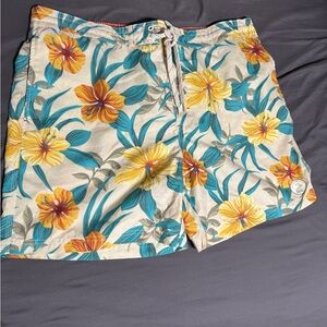 Caribbean Joe Floral Swim Trunks - Yellow, Blue, Orange